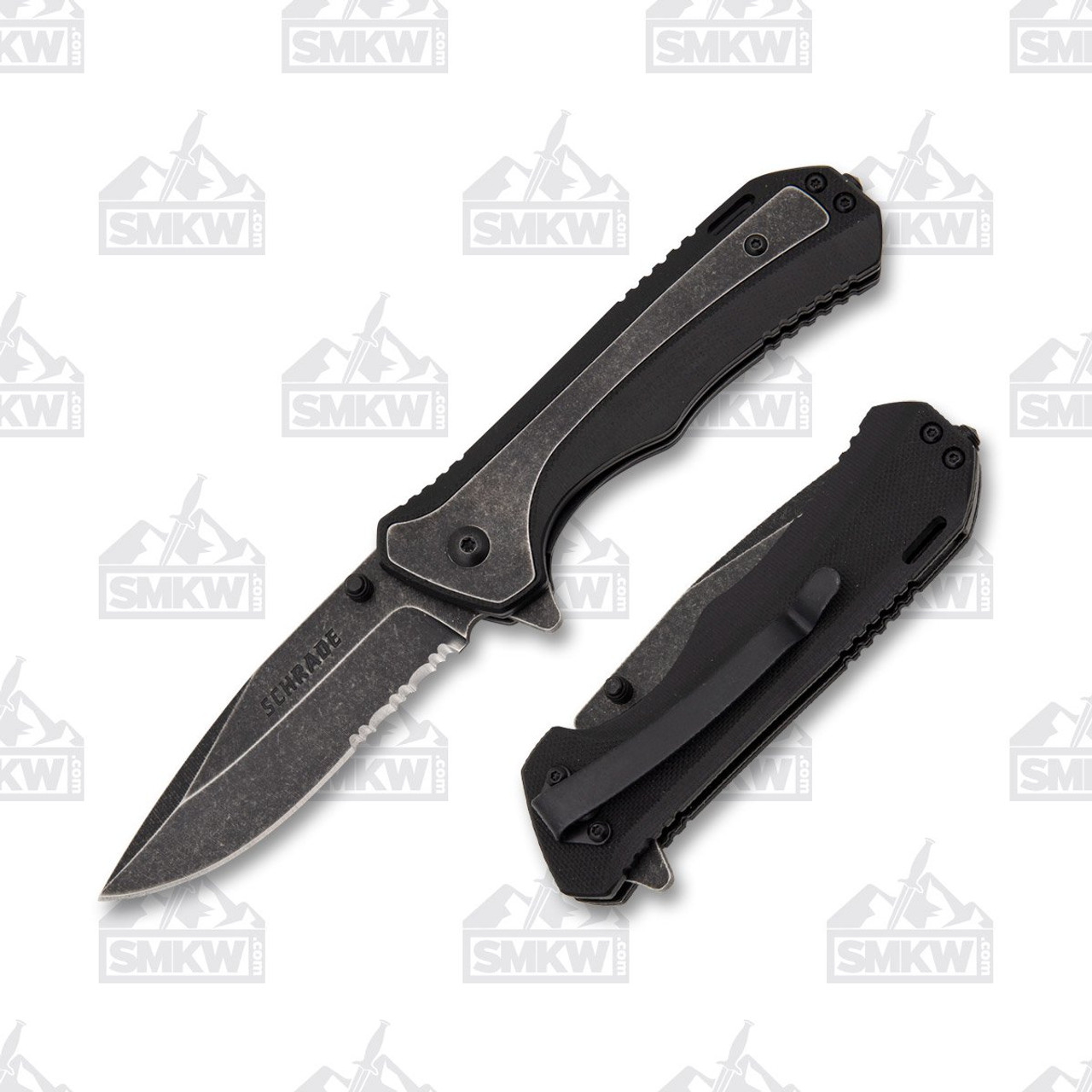 Schrade Ceramic Liner Lock Folding Knife, Drop Point Blade Carbon