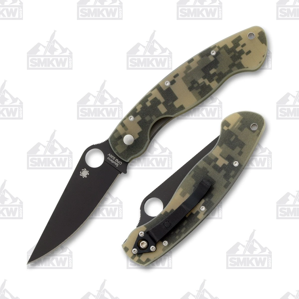 Spyderco Military Folding Knife 4in Plain Edge Digital Camo