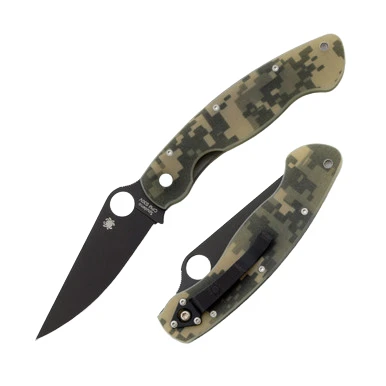 Spyderco Military Folding Knife 4in Plain Edge Digital Camo