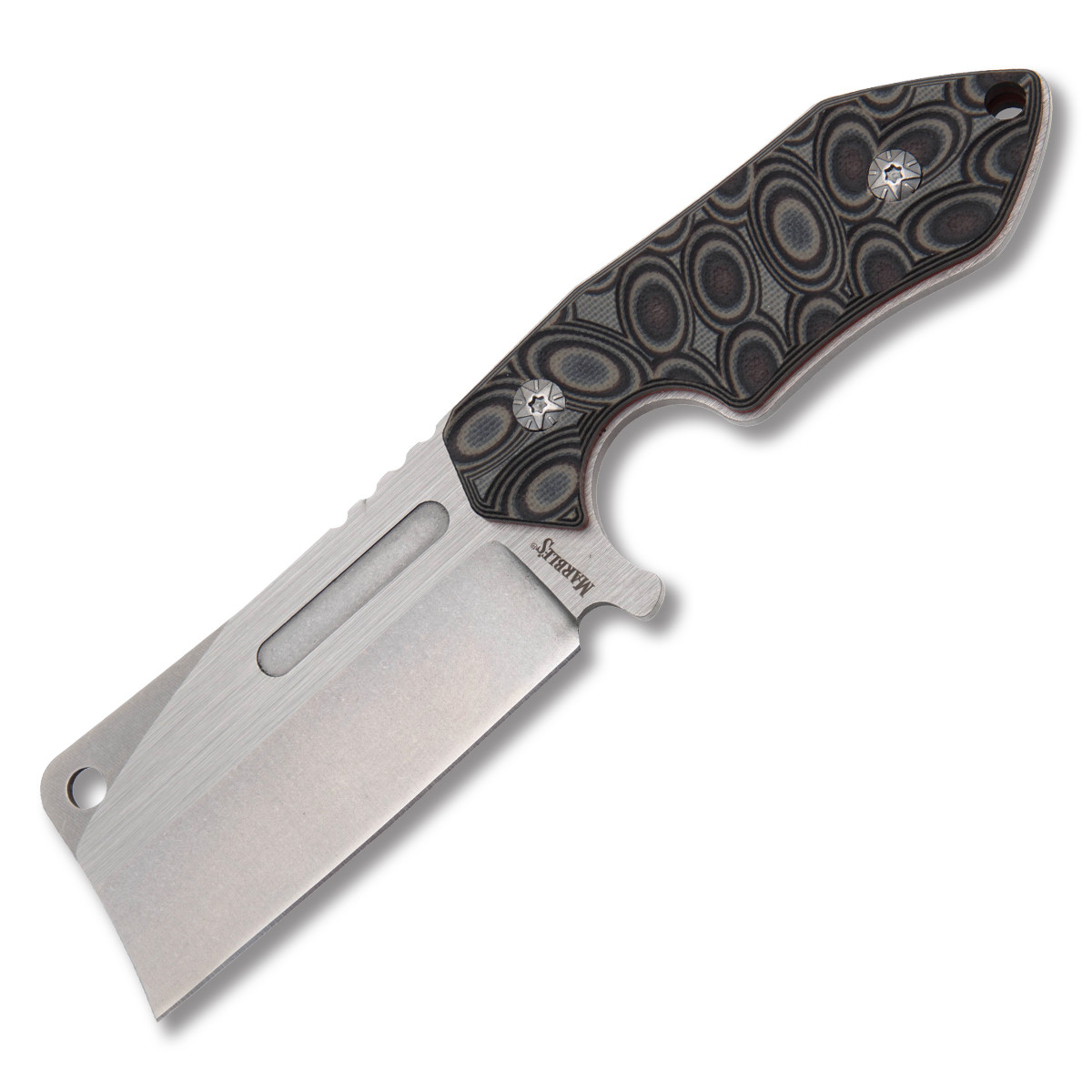 Marbles Black and Gray Raindrop 3.25in Cleaver Fixed Blade