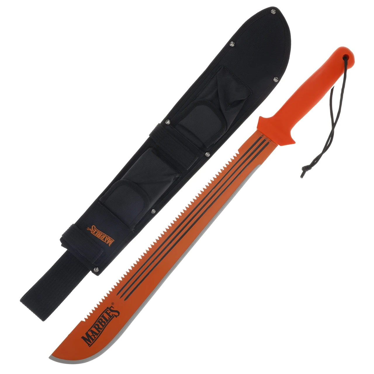 Marbles Machete 18in 1075HC Fixed Blade Bright Orange MR394