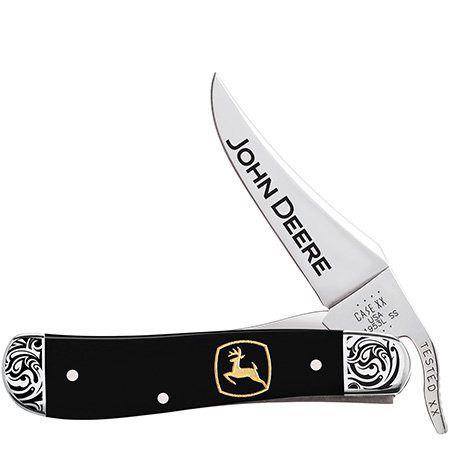 Case XX John Deere Black Smooth Synthetic RussLock with Embellished Bolsters CA15788