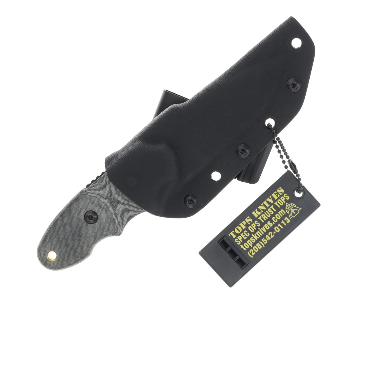 TOPS C.A.T. Black 1095 Linen Micarta Fixed Blade Knife