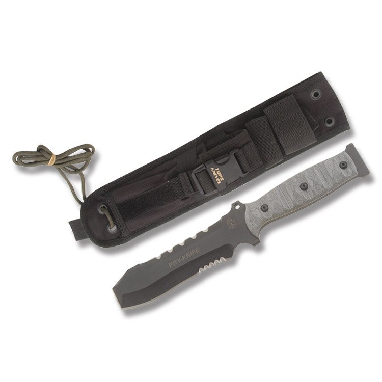 TOPS Pry Knife 4.5in Part Serr Black Chisel with PPE Tool Kit 1