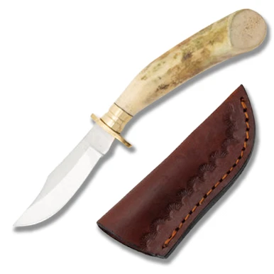 SZCO Supplies Small Stag Clip Point Fixed 2.37in Satin Blade