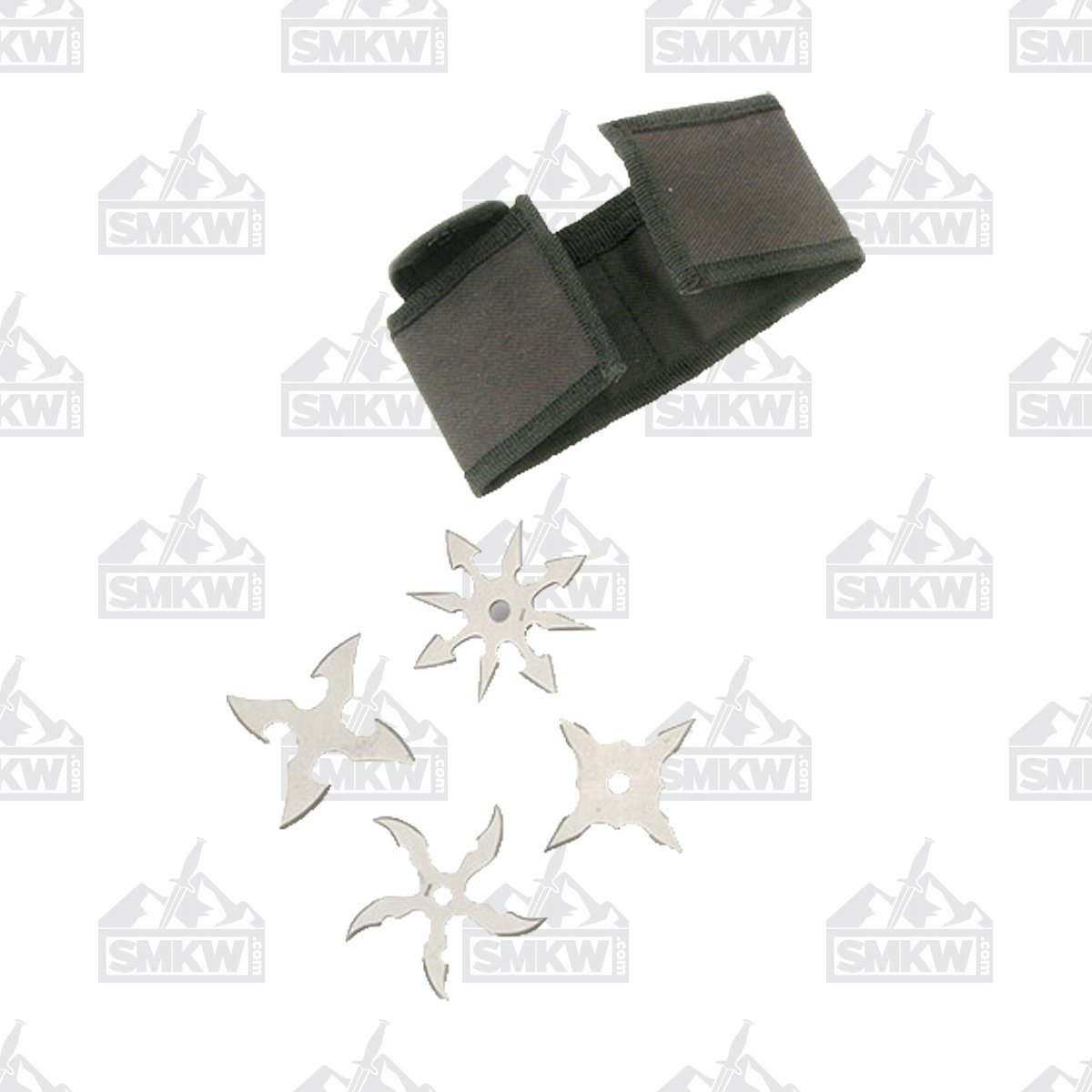 SZCO Supplies Silver 4 Piece Throwing Star Set with Nylon Case