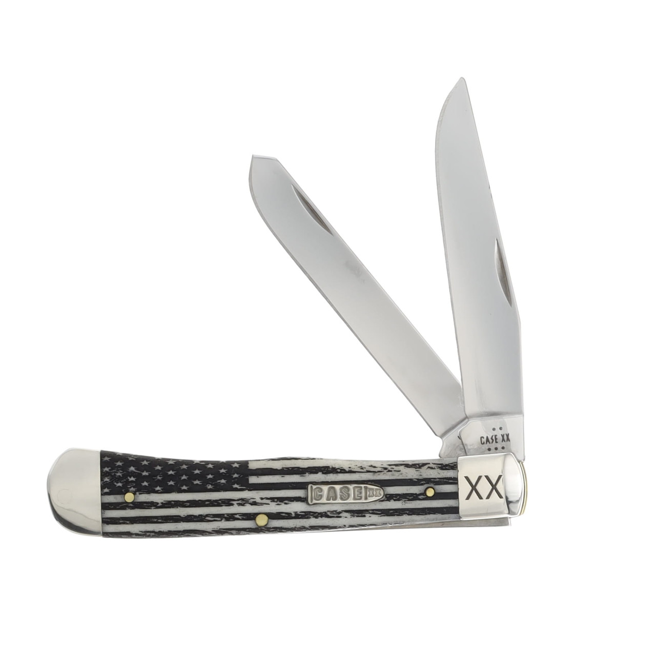Case American Flag Natural Bone Trapper Folding Knife