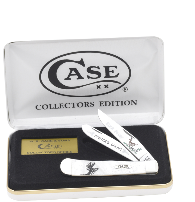 Case "Buck Fever" Limited Edition Trapper Folding Knife Heavenly Pearl Celluloid Handle CAHPBF