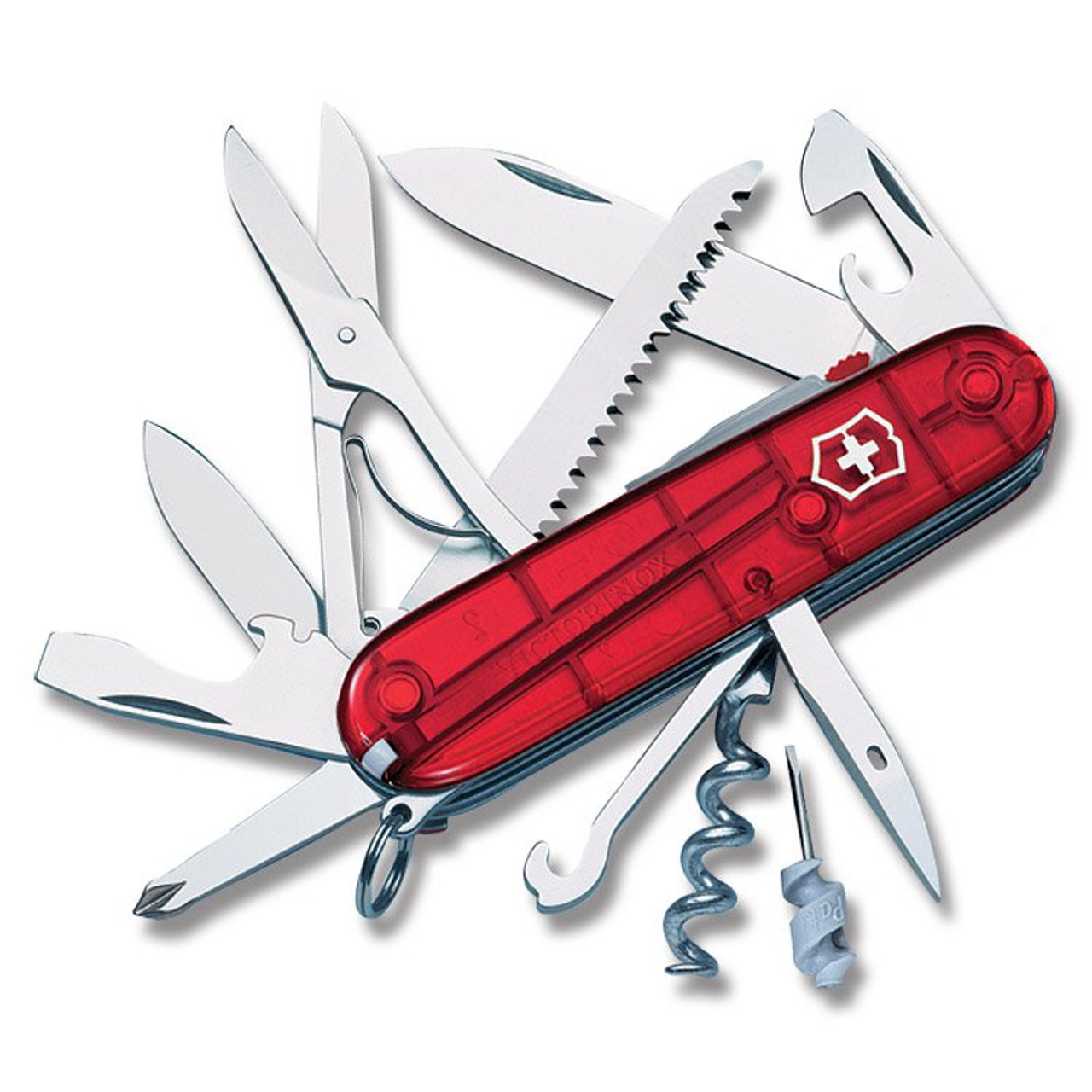 Victorinox Huntsman Lite, Swiss pocket knife, transparant red