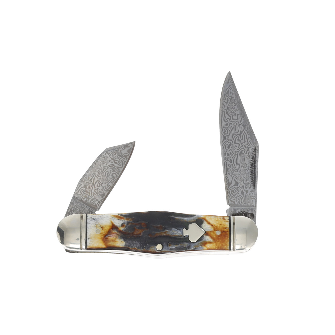 Rough Rider Cinnamon Bone Damascus Swell Center Jack RR2529