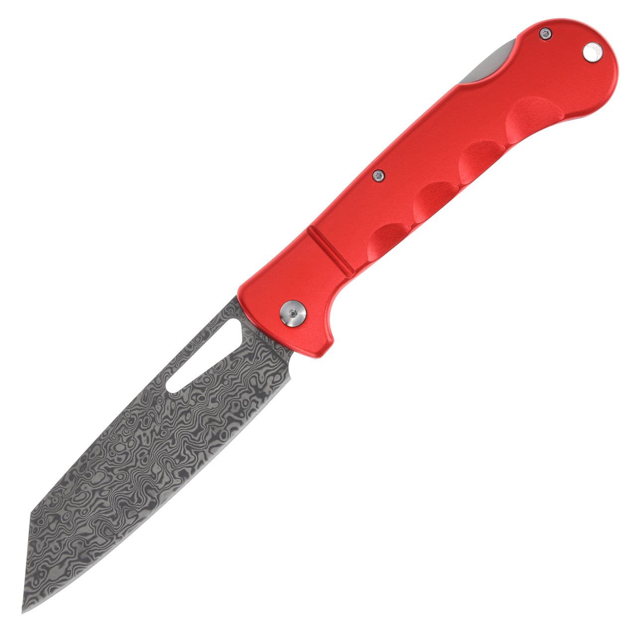 Rough Ryder Sous Chef Folding Knife Red 4in Plain Damascus Santoku