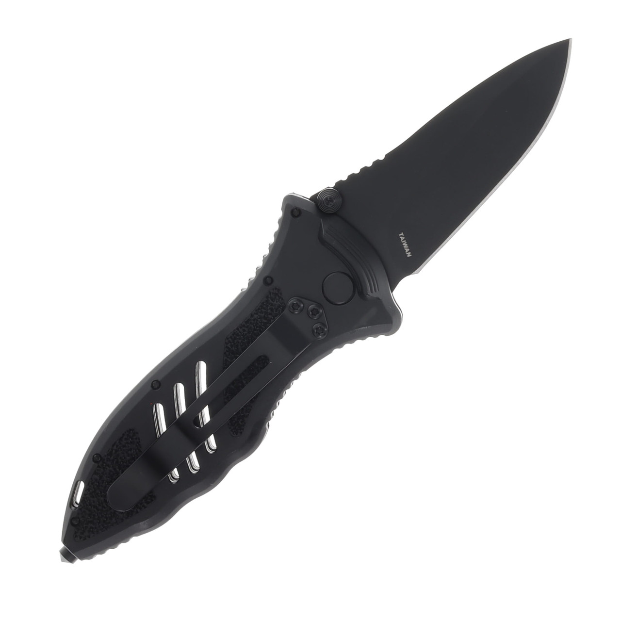 Blackhawk CQD Small Button Lock Knife 3.25in Black Drop Point Blade