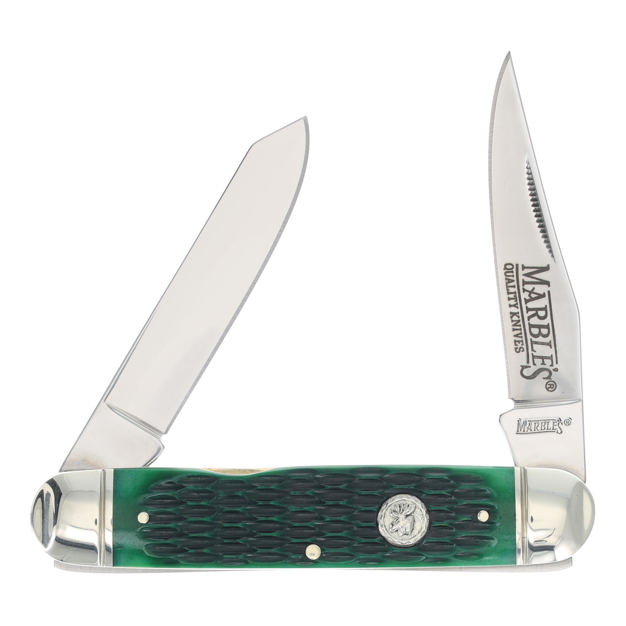 MARBLES TWO BLADE JACK GREEN JIGGED BONE