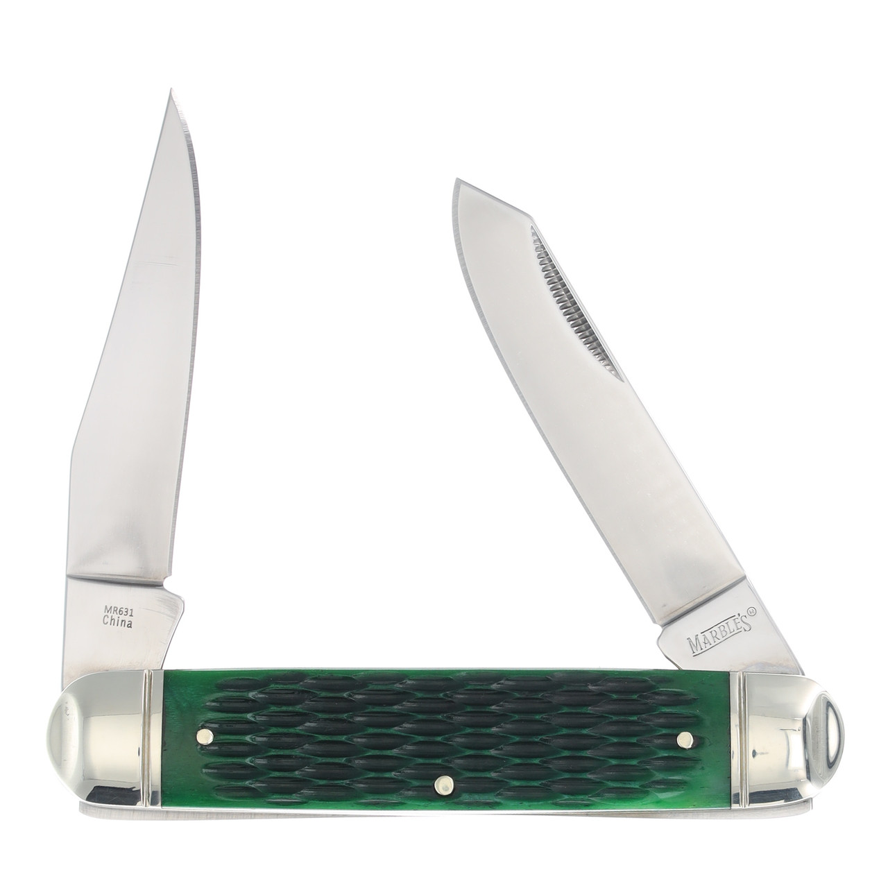 Marble's 2-Blade Green Jigged Bone Cigar Jack Folding Knife MR631
