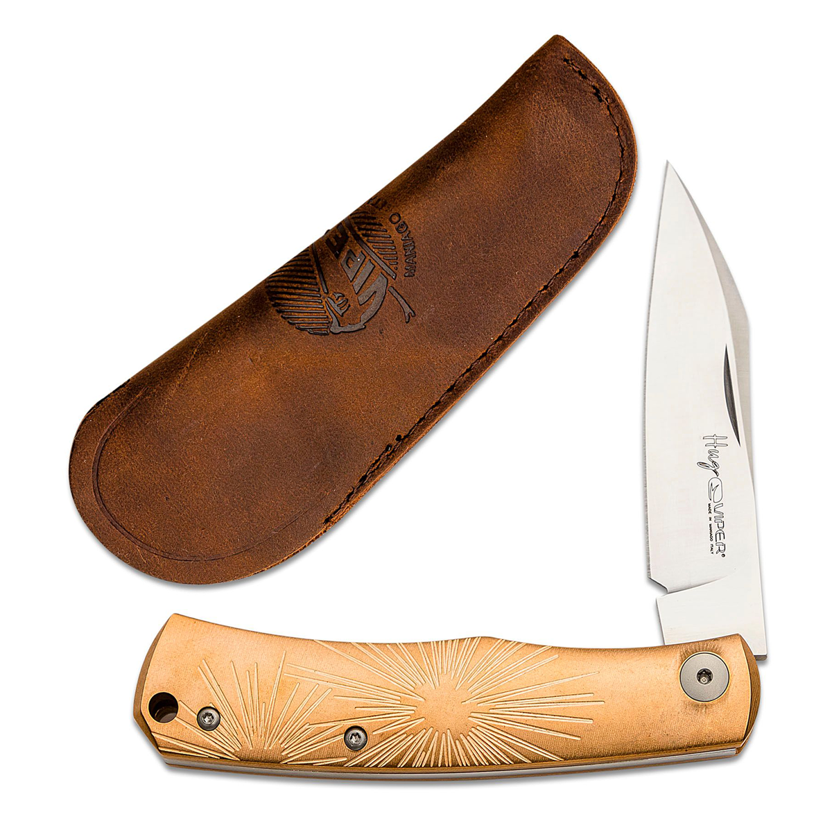 Viper Knives Hug Folding Knife 3.125in Star Pattern Bronze Satin Sheepsfoot