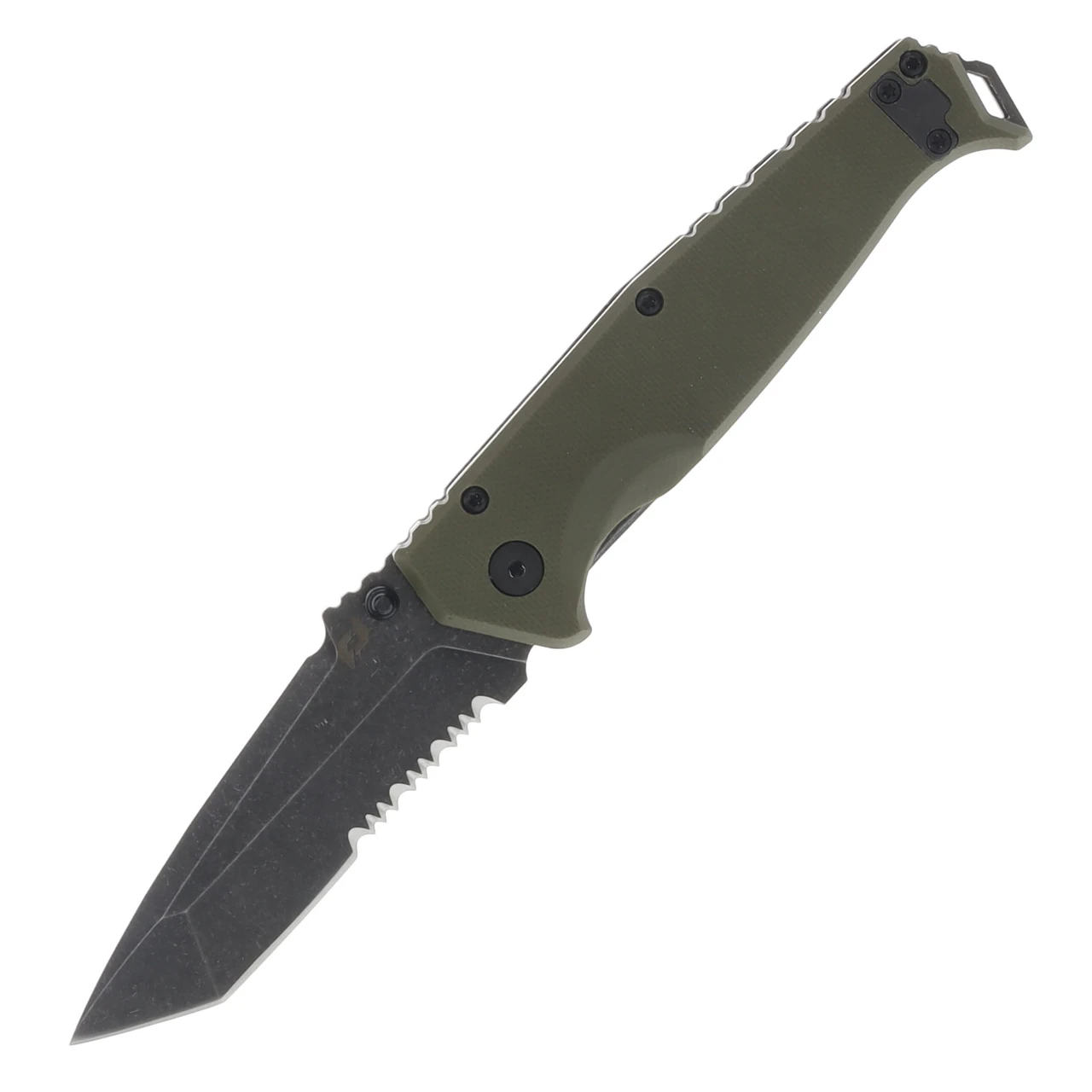 Schrade Melee Olive 3.5 Inch Partially Serrated Black Stonewash Tanto 1159324