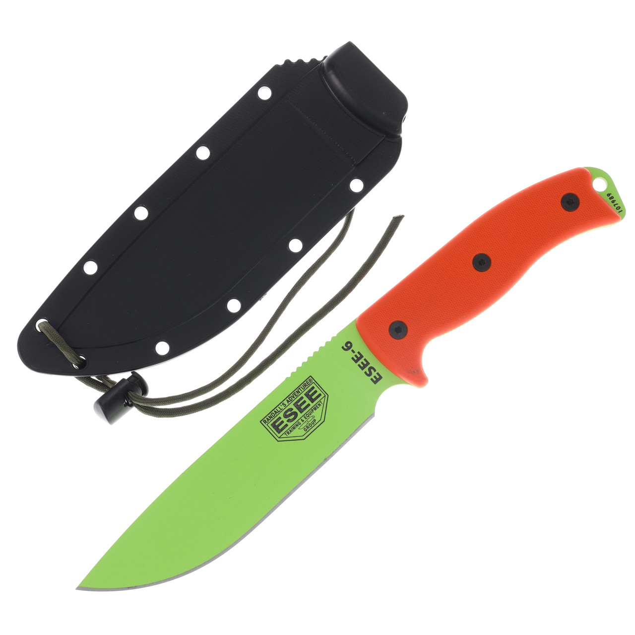 ESEE Knives ESEE 6 Venom Green Plain Edge Fixed Blade Orange G10 Knife ESEE6VG