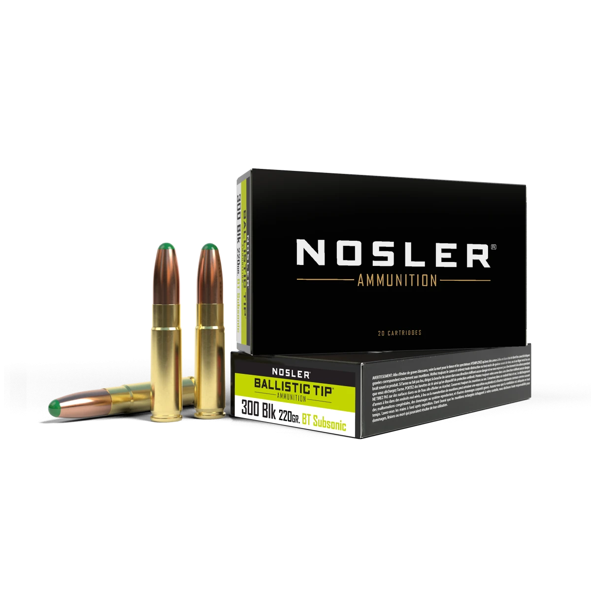 Nosler Ballistic Tip Suppressor Ready 300 Blackout 220gr Subsonic 20Rds