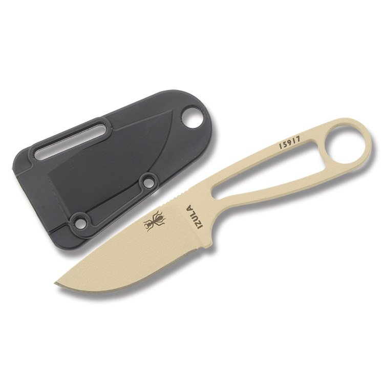 ESEE Izula Fixed Blade 2.63in Plain Edge Desert Tan Skeletonized
