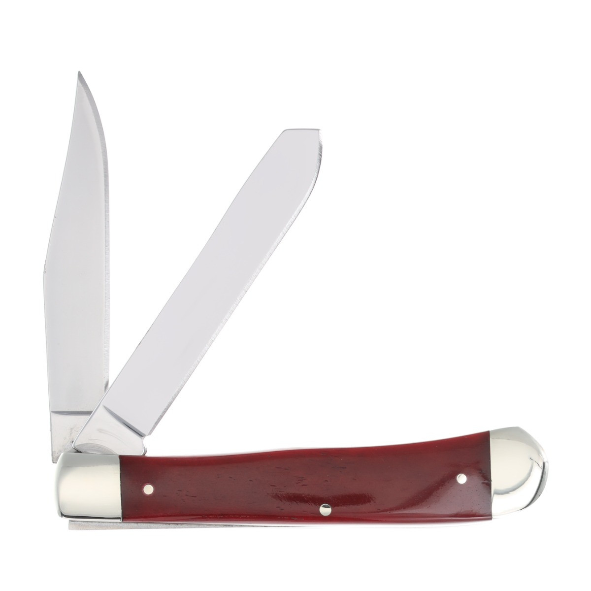 Queen Cutlery American-Made Red Smooth Bone Two-Blade Trapper