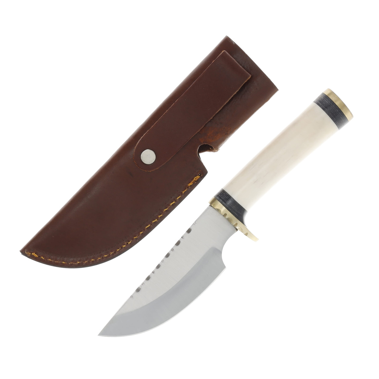 SZCO Supplies White Filework Skinner Fixed Blade 4.13in Drop Point DH8004WH