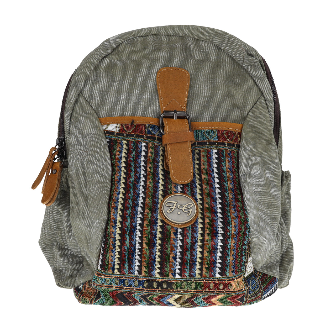 Fabigun Conceal Carry Gray and Brocade Bohemian Backpack SM4004
