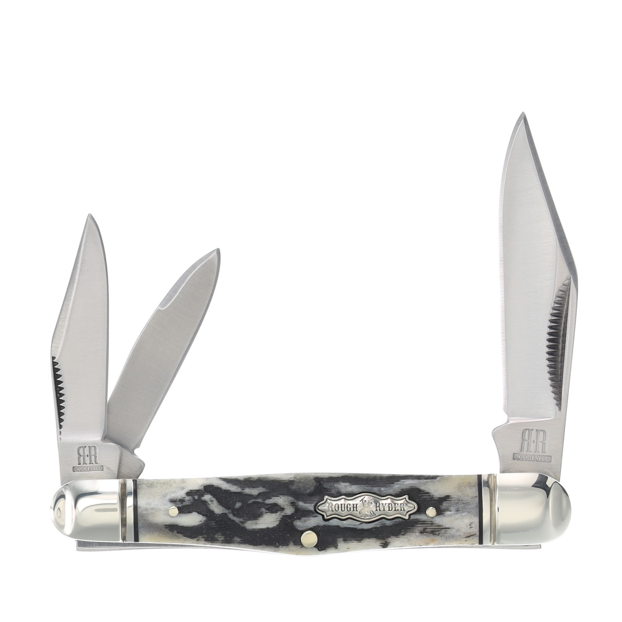 Rough Ryder Medium Whittler Black Stag Bone RR2576 - Smoky