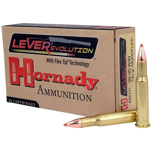 Hornady  LeveRevolution 30-30 Winchester 20 Rounds Brass 140 Grain MonoFlex 