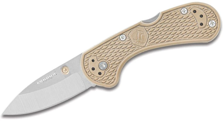 Condor Cadejo Drop Point Folder Sandvik 14C28N Zytel Desert Tan