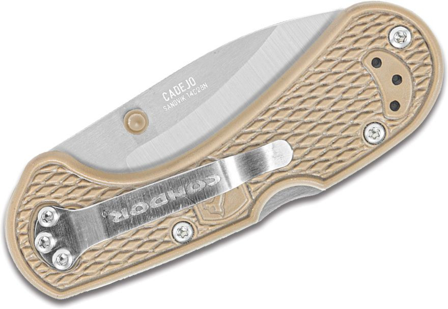 Condor Cadejo Drop Point Folder Sandvik 14C28N Zytel Desert Tan