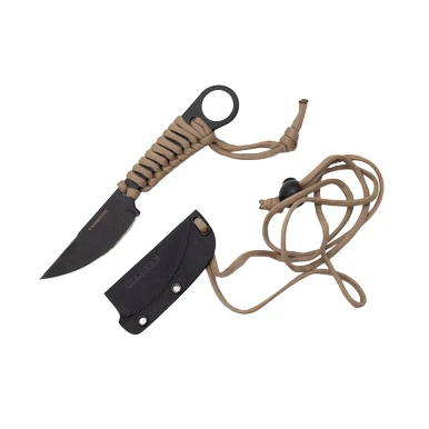 Condor Tool & Knife Kickback Tan 2.8in Plain Black Traction Drop Point with Sheath