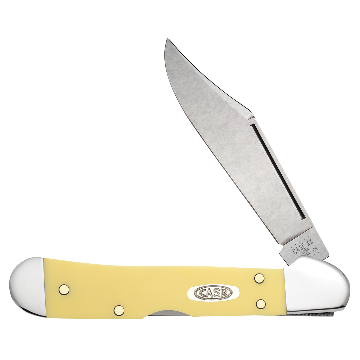 Case Yellow Synthetic 1095 Carbon Steel Mini CopperLock Folding