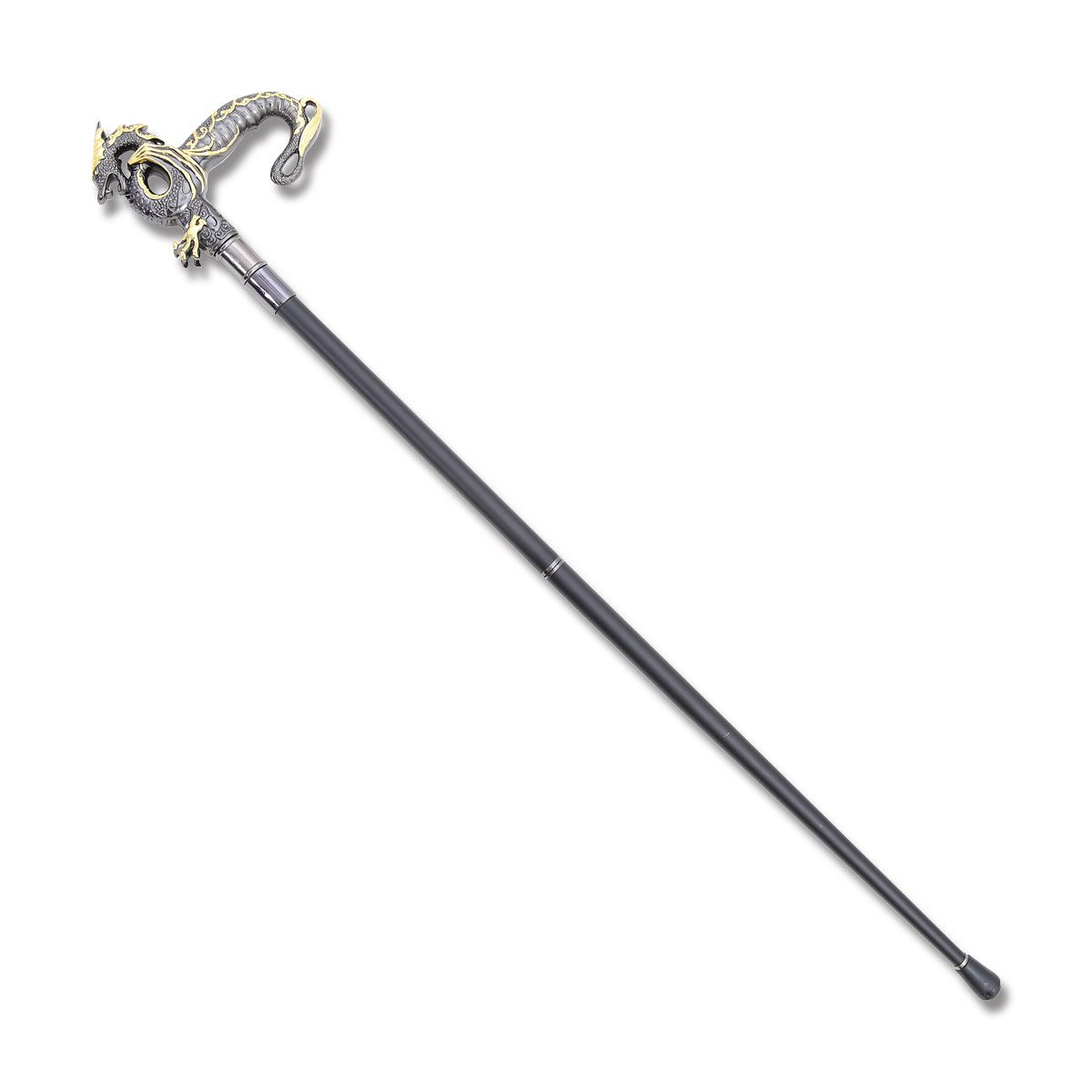 Dragon Cane Nickel Silver and Gold Dragon Handle SX1712