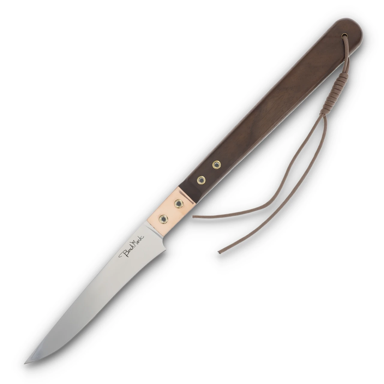 Benchmark Barbecue Knife Fixed Blade Walnut 8in Plain Satin Drop Point