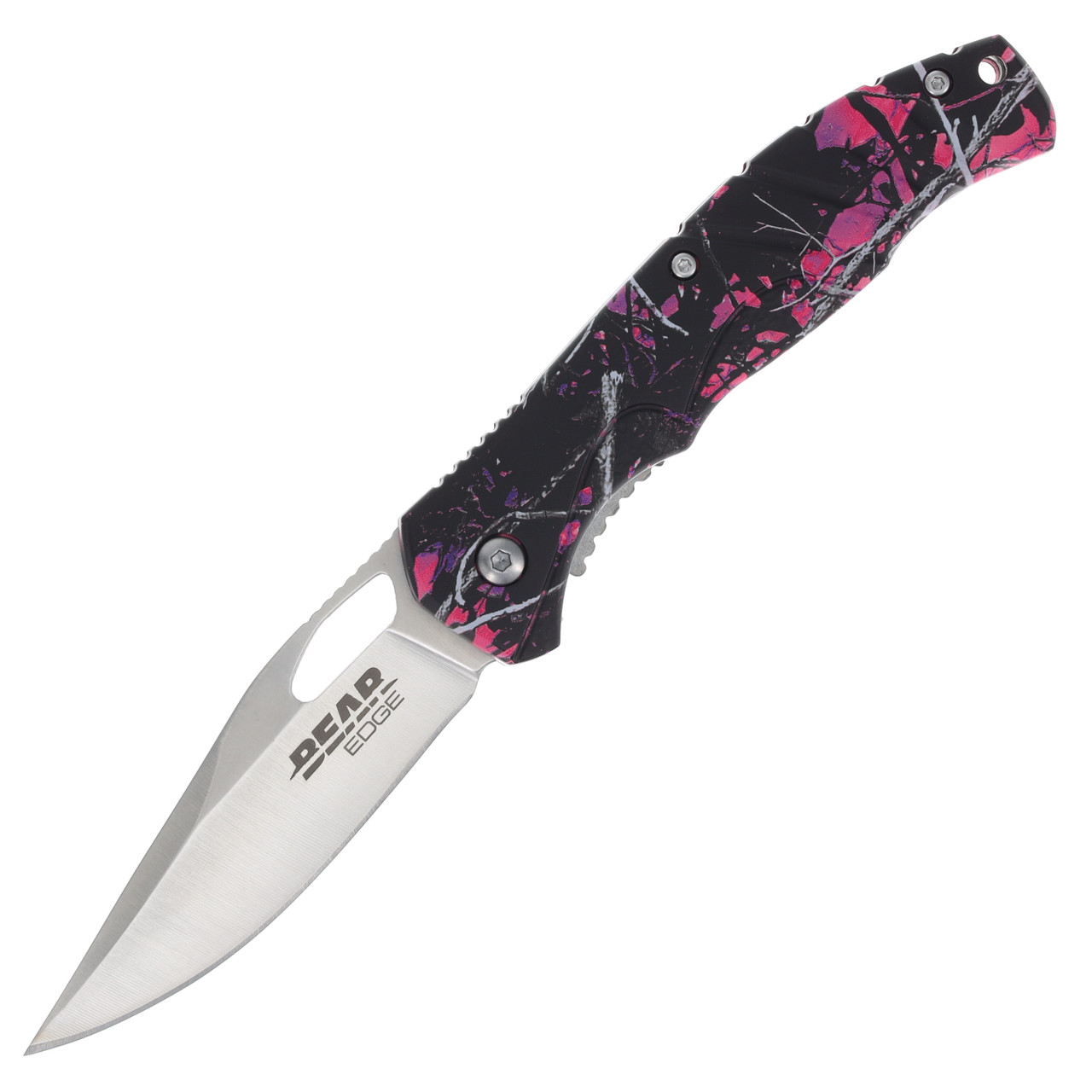 MOSSY OAK Mini Folding Pocket Knife, Stainless Steel Drop Point Blade - EDC  Multi-tool with Bottle Opener and Glass Breaker (Pink Camo) 