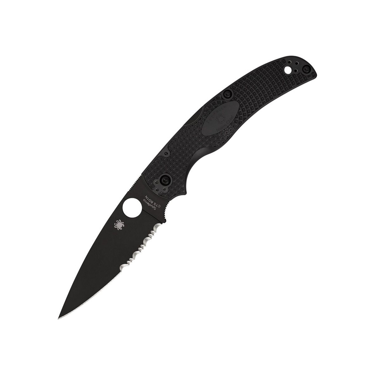 Spyderco Native Chief Lightweight Folding Knife Partially Serrated Blackout SPC244PSBBK