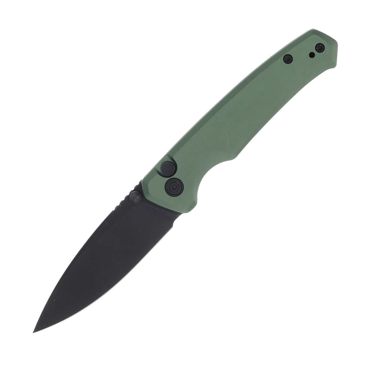 CIVIVI Altus Green 2.97 Inch Plain Black Stonewash Drop Point Front Open 1