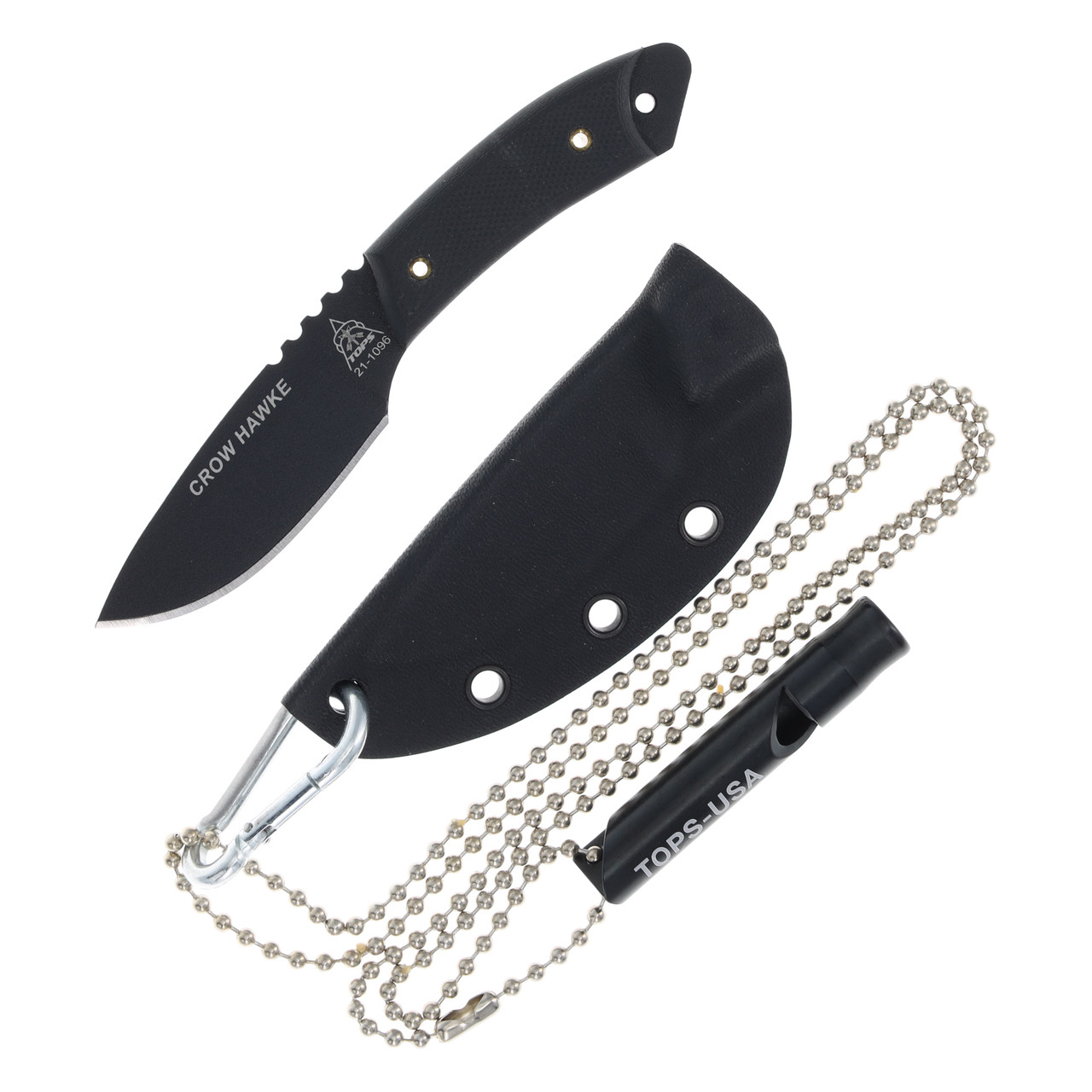 TOPS Crow Hawke Fixed Blade Knife G10 Black 2.63in Plain Drop Point