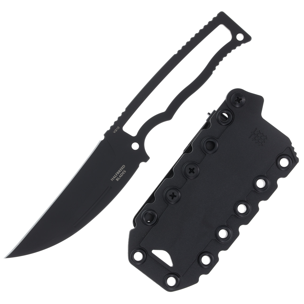 HalfBreed Blades Compact Field Knife Pikal 4.01in Plain Black Pikal with Sheath 1