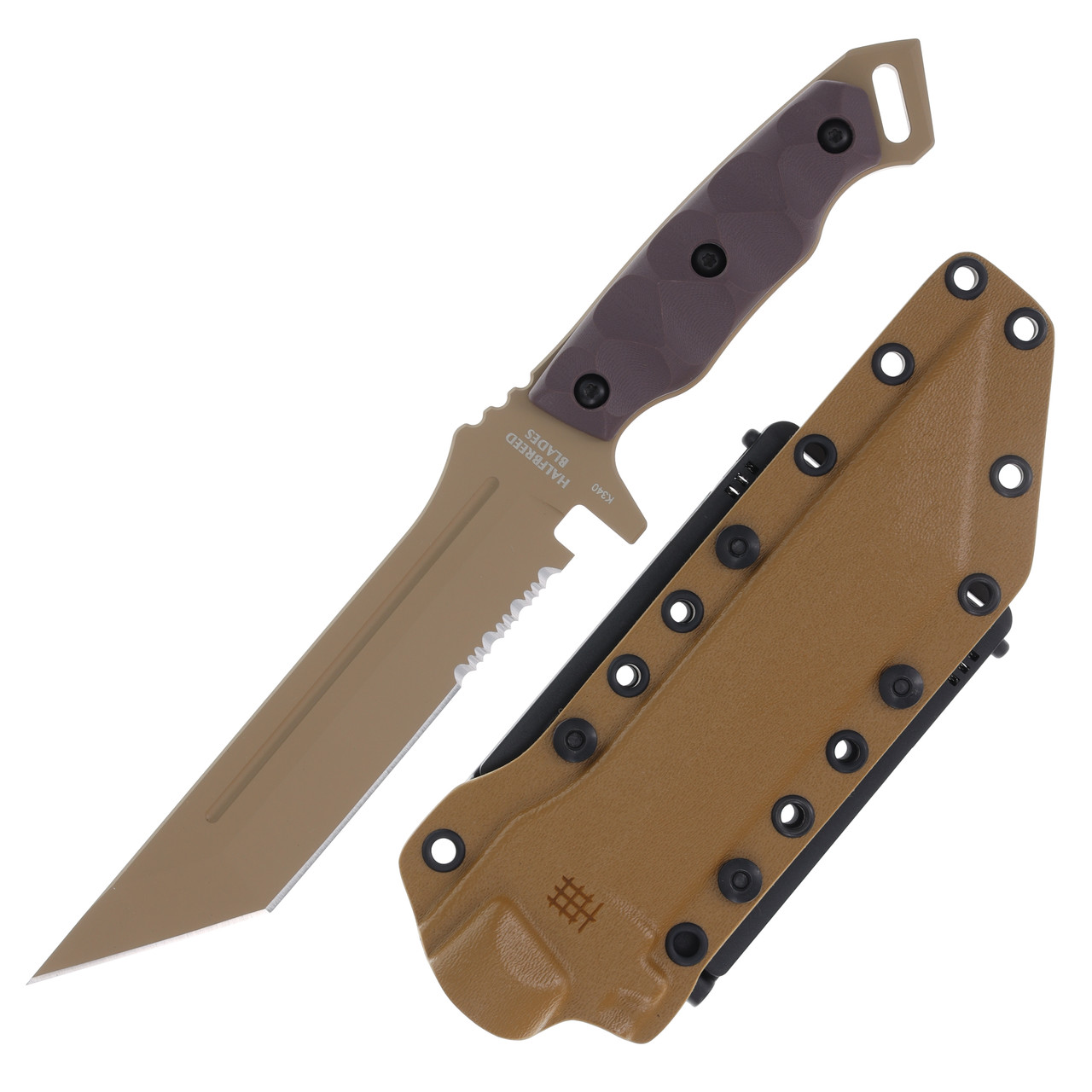 Halfbreed Medium Infantry Knife Partially Serrated Dark Earth