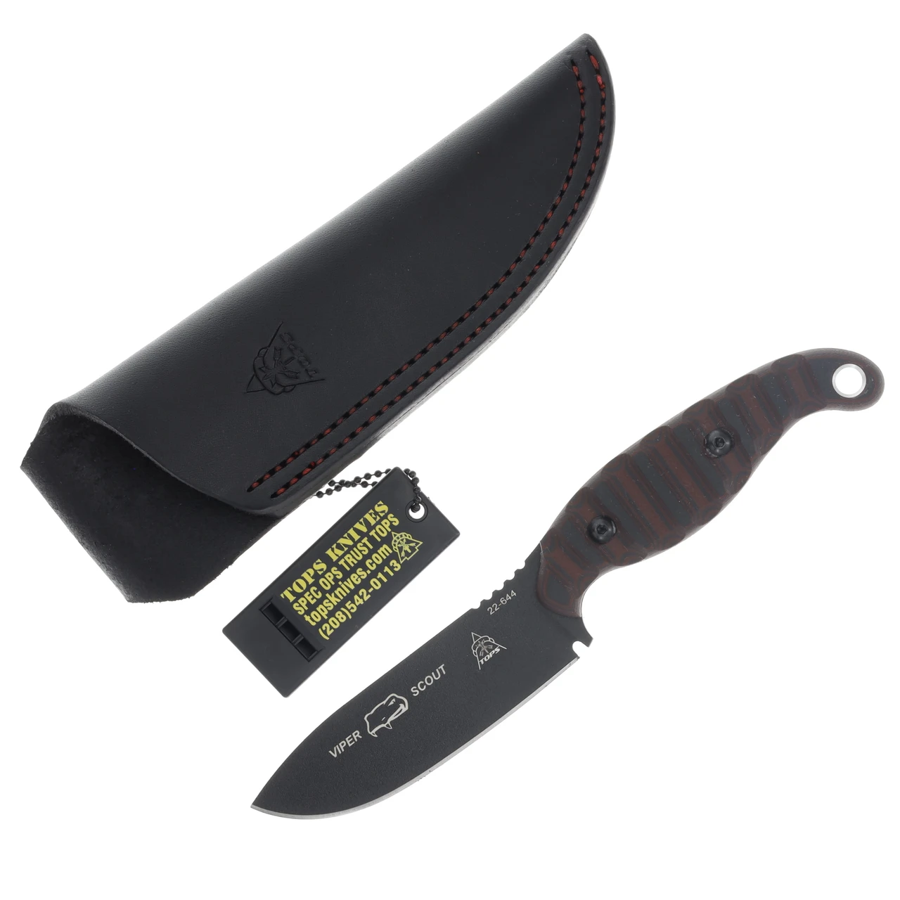 TOPS Viper Scout Red-Black G10 4.13in Plain Black Drop Point TPVPSR2