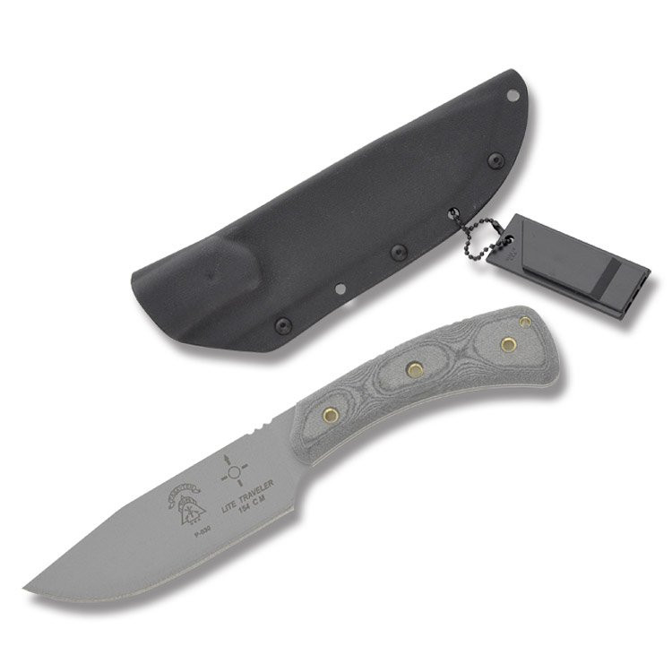 TOPS Pasayten Lite Traveler 5.25 Inch Plain Tumbled Clip Point with Sheath and WHistle