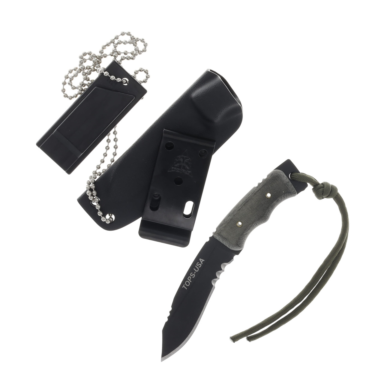 TOPS Knives Mini Eagle Fixed Blade Linen Micarta Black 3in PS Drop Point