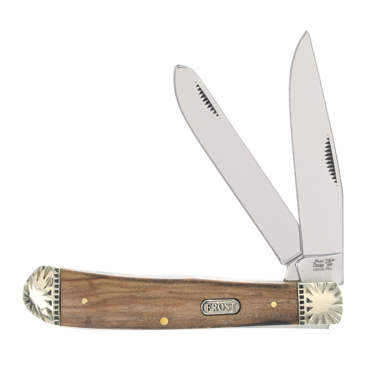 Frost Big Game Trapper Folding Knife Pecan Burlwood
