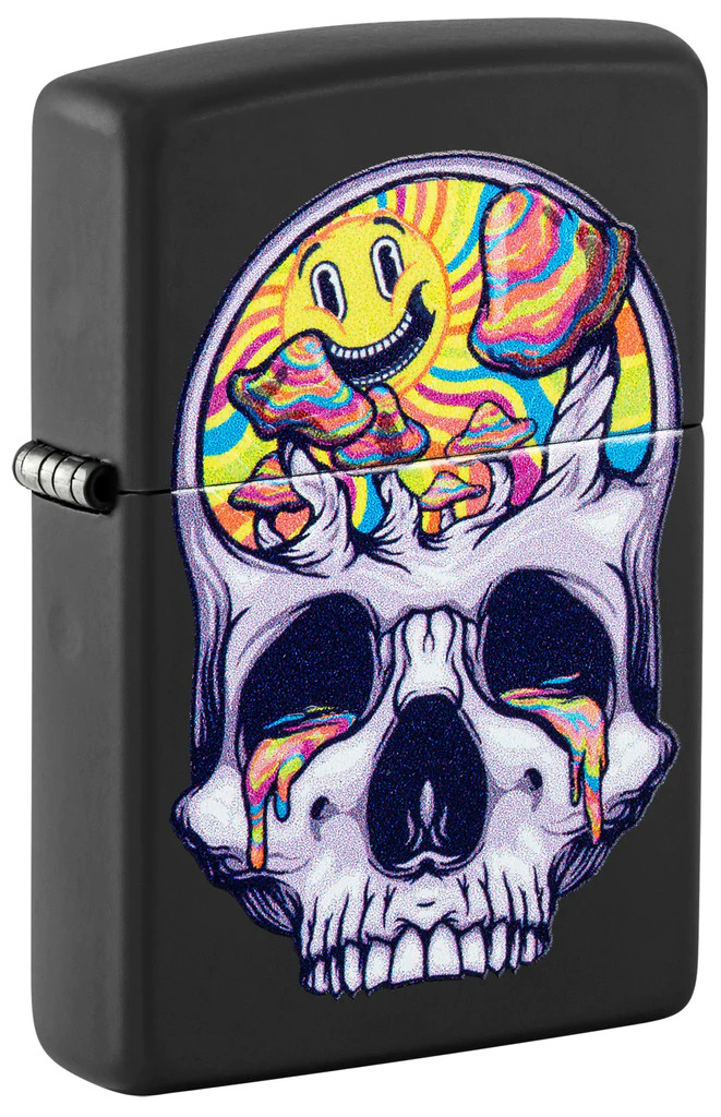 Zippo Lighter Skull with Psychedelic Brain Black Matte