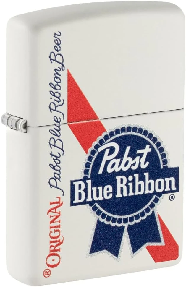 Zippo Lighter Pabst Blue Ribbon Original White Matte