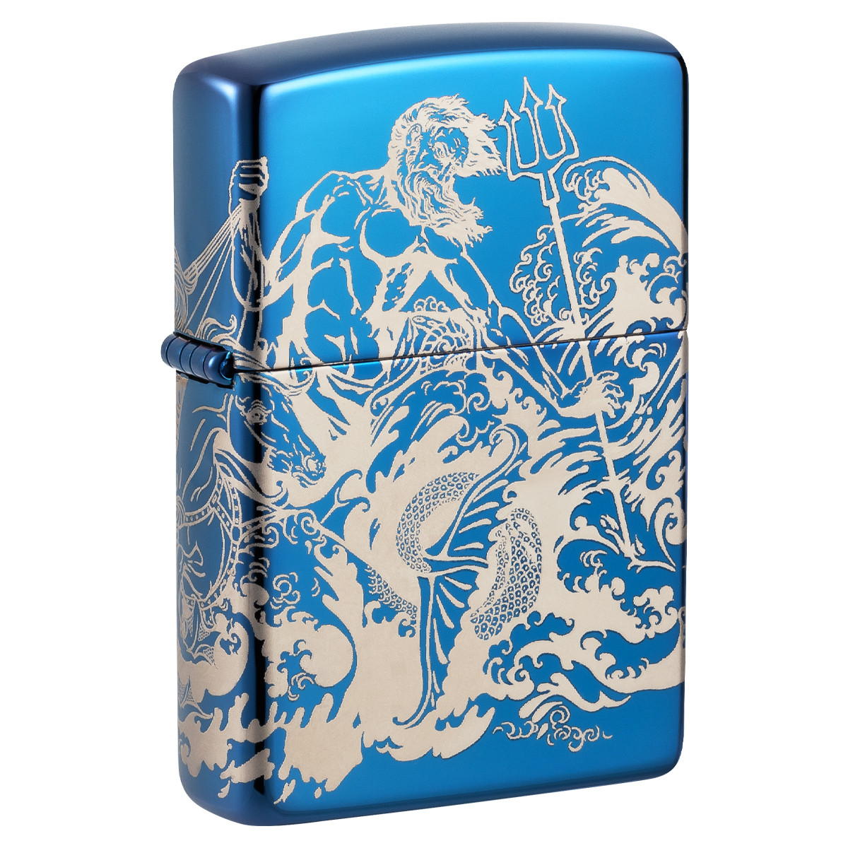 Zippo King of Atlantis High Polish Blue Lighter ZP48787 - Smoky