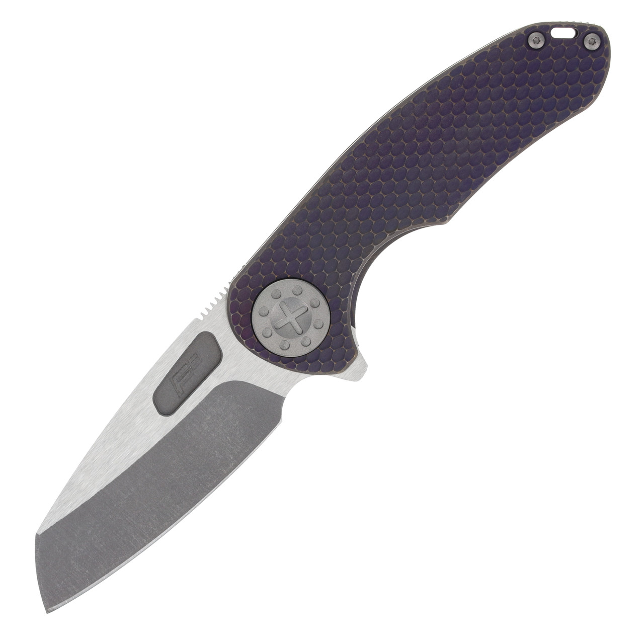 Curtiss Custom Knives F3 Medium Framelock Flipper Folding Knife (Magnacut Wharny  | Bronzed Plum Titanium) CCKF3MWFPLMZB