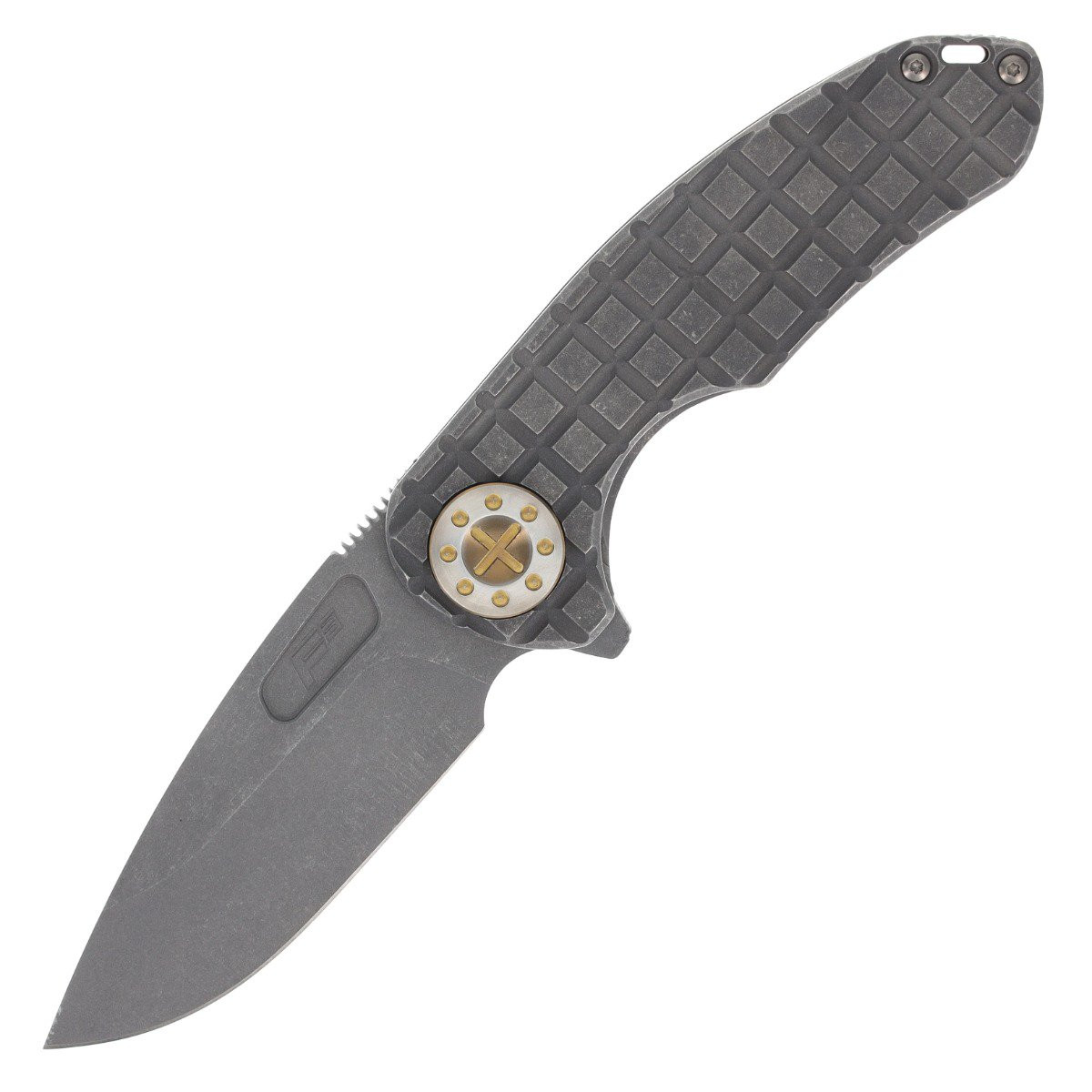 Curtiss Custom Knives F3 Flipper Framelock Folding Knife (Medium Slicer, Frag Patterned) CCKF3MSFBLSTBZPOL