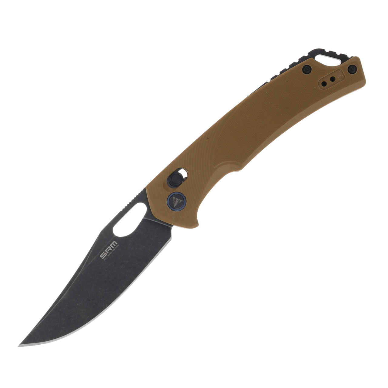 SRM Retriever Crossbar Lock Folding Knife Black Stonewash D2/Tan G